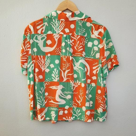 Rixo silk button down short sleeve blouse size xs - Picture 2 of 5